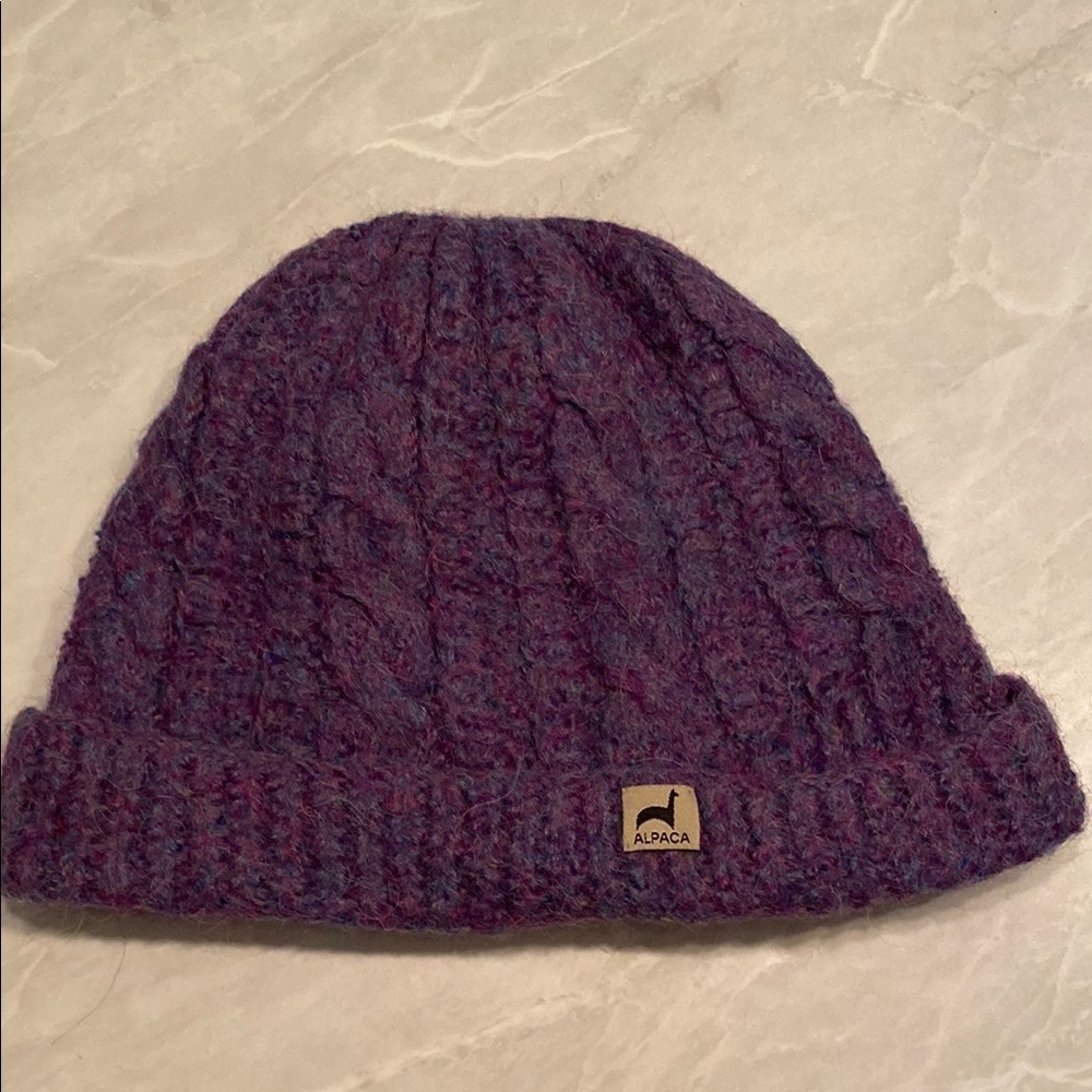 ALPACA Hand Knit Purple Beanie